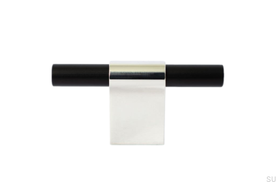 Bouton de meuble T-Bar Line Mix 60 Acier poli et noir