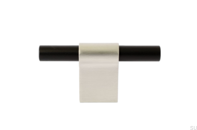 Bouton de meuble T-Bar Line Mix 60 Acier brossé et noir