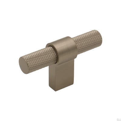 Bouton de meuble T-Bar Helix Métal Argenté Brossé (Look Inox)
