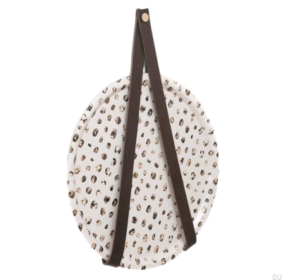 Support mural 0150L Cuir Marron Foncé avec Or