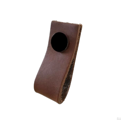 Poignée de meuble Loop Cuir Marron avec Noir