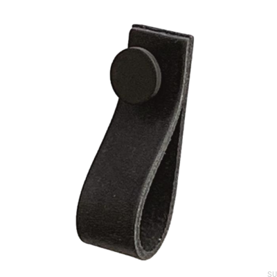 Poignée de meuble Loop 80 Cuir Noir avec Noir