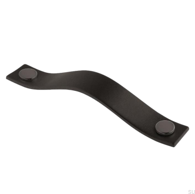  Poignée de meuble oblongue 0156L 128 Cuir Noir avec Noir