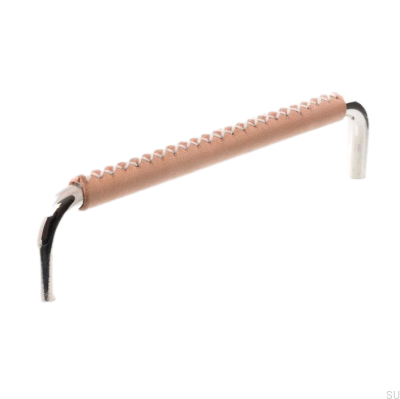 Poignée de meuble allongée 7353 128 Nickel poli avec cuir