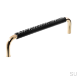 Uchwyt meblowy podłużny 7353 96 Mosiężny Polerowany z Czarną Skórą.png