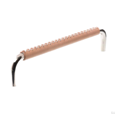 Poignée de meuble allongée 7353 96 Nickel poli avec cuir