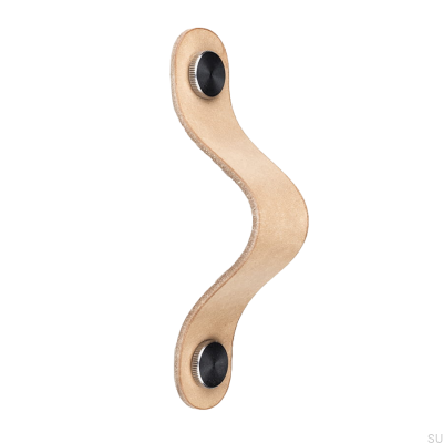 Poignée de meuble allongée Pin-Pin Cuir avec argent