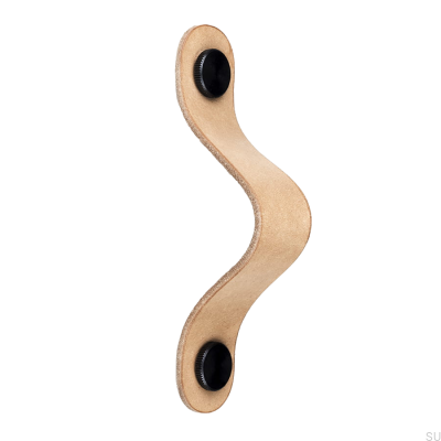 Poignée de meuble allongée Pin-Pin Cuir noir
