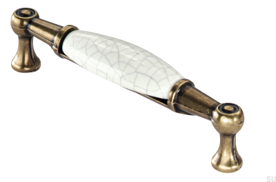 Poignée de meuble oblongue 1699 96 PC Or Antique avec Porcelaine