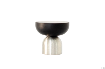 Bouton de meuble Kokeshi Mix 3032, acier brossé et aluminium noir