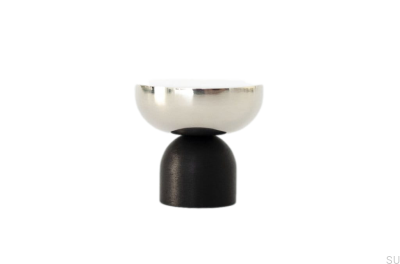 Kokeshi Mix 3032 Bouton de meuble en aluminium noir avec acier poli