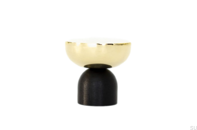 Kokeshi Mix 3032 Bouton de meuble en aluminium noir et laiton poli