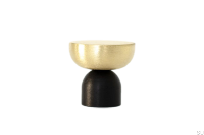 Kokeshi Mix 3032 Bouton de meuble en aluminium noir et laiton brossé