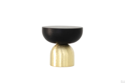 Bouton de meuble Kokeshi Mix 3032 en laiton brossé non peint avec aluminium noir