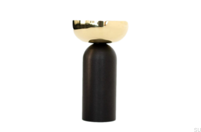 Support mural Kokeshi Mix 3052 en aluminium noir avec laiton poli non laqué