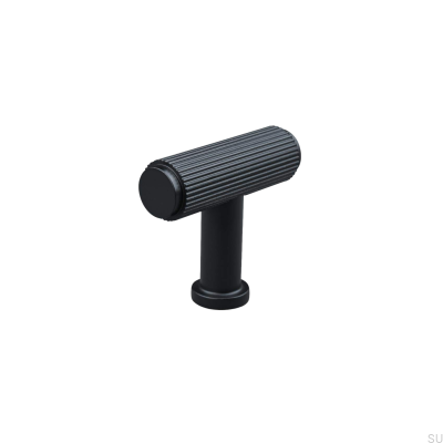 Bouton de meuble T-Bar Salo Stripe, métal noir mat