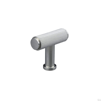 Bouton de meuble T-Bar Salo Stripe en argent brossé