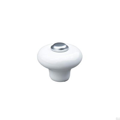 Verna 2024 36 bouton de meuble, Porcelaine, Blanc et Argent