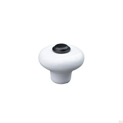Verna 2024 36 bouton de meuble, Porcelaine, Blanc et Noir