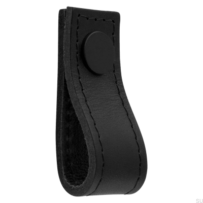 Bouton de meuble en cuir Loop Avio Noir avec Noir