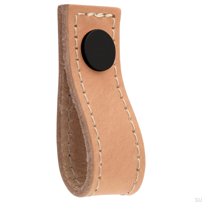 Bouton de meuble en cuir Loop Avio, marron clair et noir