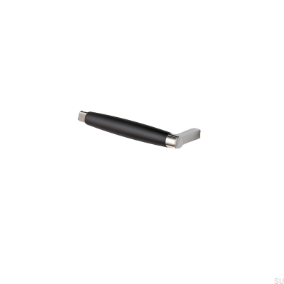 Poignée de meuble oblongue Hjo 128, métal noir mat et chrome