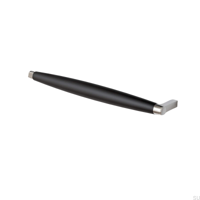 Poignée de meuble oblongue Hjo 256, métal noir mat et chrome