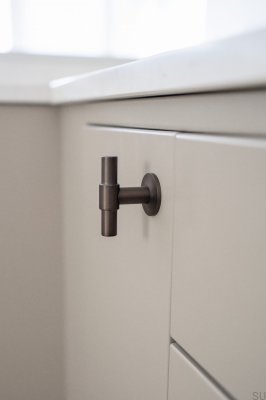 Bouton de meuble uniforme en T en laiton marron brossé