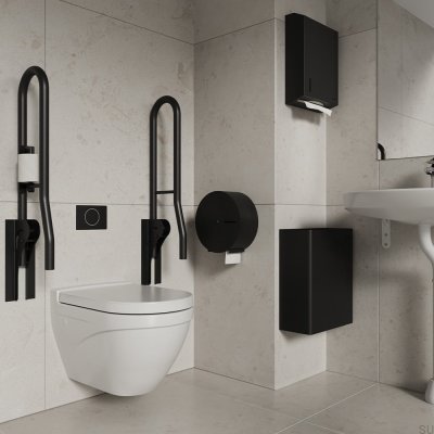 Poubelle de salle de bain murale Stay 23L, Acier Noir Mat