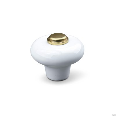 Verna 2024 36 bouton de meuble, Porcelaine, Blanc et Or