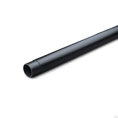 Rod Swept 558 Tringle de garde-robe en métal noir avec cuir noir