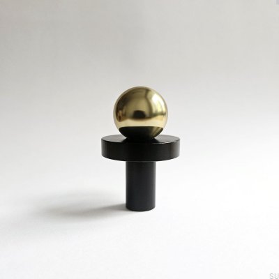 Bouton de meuble Pola en laiton poli avec rondelle noire