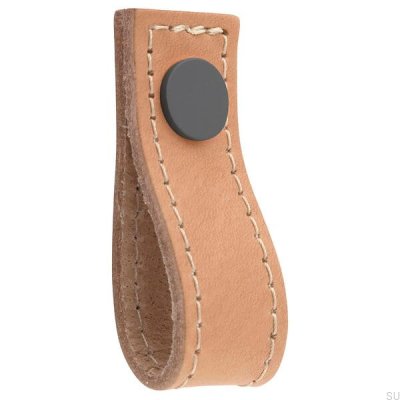 Bouton de meuble en cuir Loop Avio, marron clair et gris