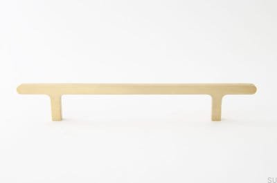 Poignée de meuble oblongue Flat Line 128, laiton brossé, non vernie