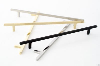 Poignée de meuble oblongue Flat Line 224, acier poli
