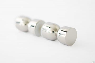 Bouton de meuble double face Kokeshi 1832, acier laiton poli