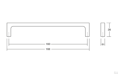 Poignée de meuble oblongue Pura 160, métal, noir mat