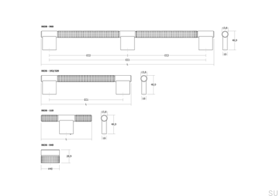 Bouton de meuble en T en aluminium noir titane 