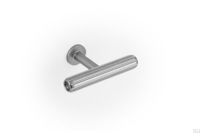 Bouton de meuble T-Bar Rille Mini en aluminium brossé argent