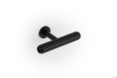 Bouton de meuble T-Bar Rille Mini en aluminium brossé noir