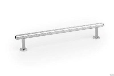 Poignée de meuble oblongue Rille Mini 160, nickel poli