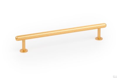 Poignée de meuble oblongue Rille Mini 160, aluminium brossé et doré