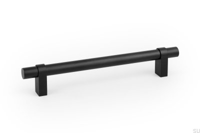Poignée de meuble oblongue Nobb 192, aluminium brossé, noir