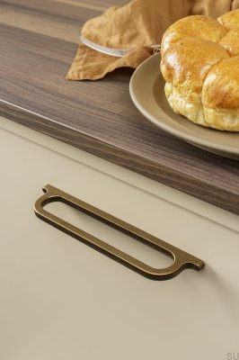 Poignée de meuble oblongue Omega 160 Métal Or Antique