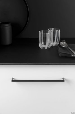 Poignée de meuble allongée Pura 256, métal, titane noir poli