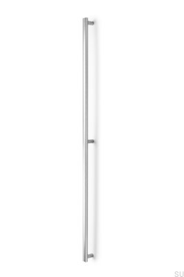 Poignée de meuble allongée simple face Moon Big 1056 en aluminium brossé argenté