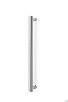 Poignée de meuble allongée simple face Moon Big 384 en aluminium argenté brossé
