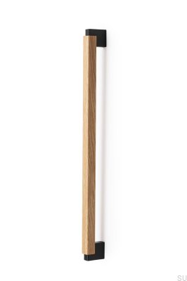 Poignée de meuble longitudinale unilatérale Duo Big 480, en bois de chêne et aluminium noir