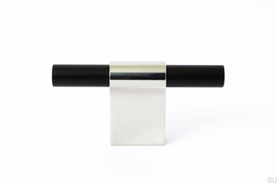 Bouton de meuble T-Bar Line Mix 60 Acier poli et noir