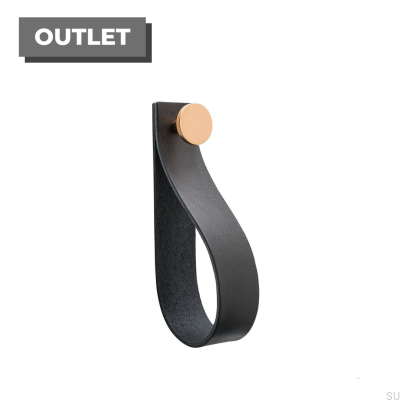 Support mural Loop Strap cuir noir avec cuivre